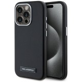 Husa iPhone 15 Pro Max Karl Lagerfeld Leather MagSafe, FW Metal Plate, negru, KLHMP15XPGMSRPK