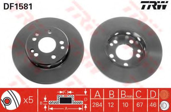 Disc frana MERCEDES E-CLASS (W124) (1993 - 1995) TRW DF1581