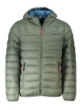Geacă bărbați matlasată cu 2 buzunare exterioare, glugă, logo, Regular Fit, Verde, 2XL