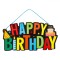 Indicator Suspendabil Lemn, Happy Birthday, Multicolor, 38x20cm