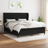 Gossi pat box spring cu saltea, negru, 160x200 cm, textil