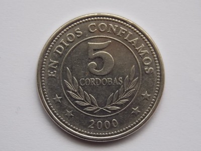 5 CORDOBAS 2000 NICARAGUA foto