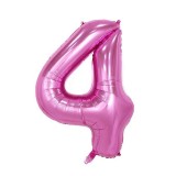 Balon din folie flippy, cifra 4, 81 cm, pentru aer sau heliu, bulk, mov