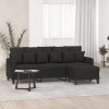 VidaXL Canapea cu 3 locuri cu taburet, negru, 180 cm, material textil