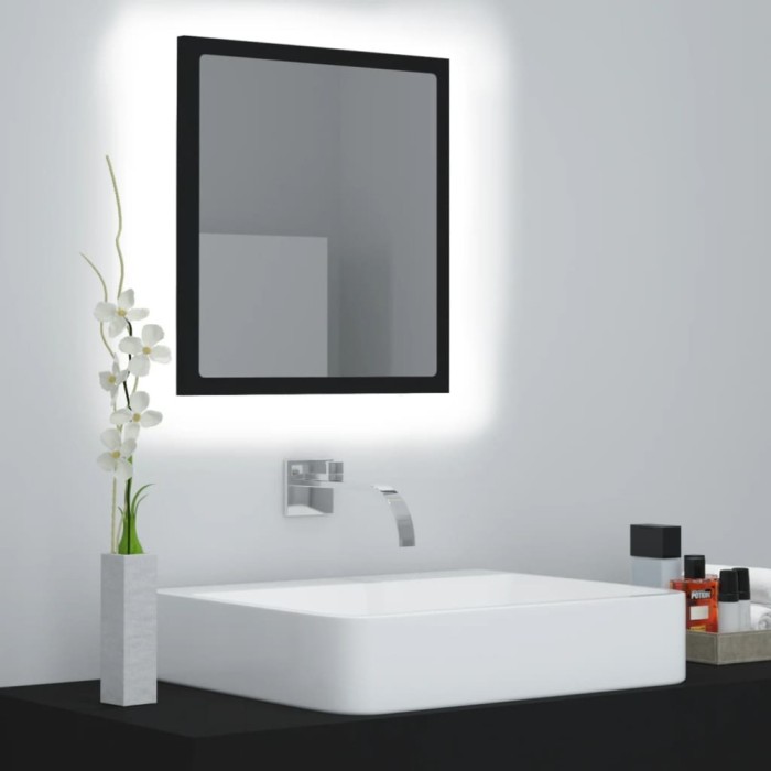 Gossi oglinda de baie cu led, negru, 40x8,5x37 cm, acril