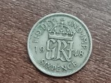 M3 C50 - Moneda foarte veche - Anglia - six pence - 1948, Europa