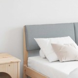 vidaXL Tăblie tapițată Gri deschis 135 cm Lemn de pin masiv 879124