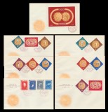 1961 Romania - 7 FDC Medalii de aur J.O. Melbourne (1956) si Roma (1960) LP 528, LP 528 a, LP 529, serie dantelata + nedantelata + colita