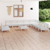 Gossi set mobilier de gradina, 12 piese, alb, lemn masiv de pin