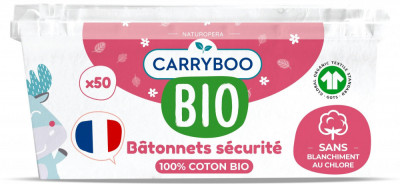 Betisoare cu bumbac BIO securizate pentru bebelusi Carryboo foto