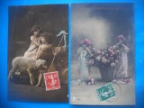 HOPCT 1731 COPII -TCV-ROMANTICA-FRANTA-LOT 2 CARTI POSTALE VECHI-CIRCULATE, Circulata, Printata