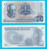 Bancnota Norvegia 10 Kroner 1984 Fridtjof Nansen UNC, Seria CZ5603693, P#36, Hartie, 125x65mm
