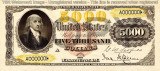 5000 dolari 1878 Reproducere Bancnota USD , Dimensiune reala 1:1