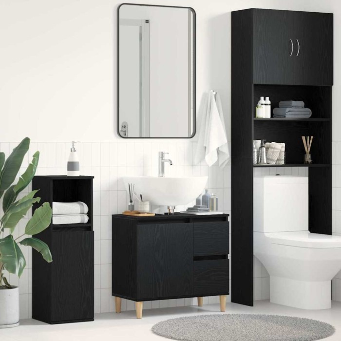 vidaXL Dulap de chiuvetă, stejar negru, 65x33x60 cm, lemn prelucrat