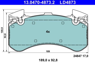 ATE 13.0470-4873.2 ATE Ceramic set placute frana,frana disc foto