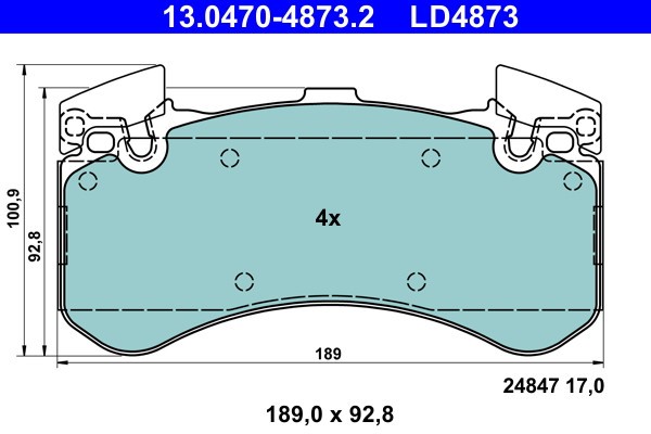 ATE 13.0470-4873.2 ATE Ceramic set placute frana,frana disc