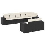 Cumpara ieftin Set mobilier de gradina cu perne, 8 piese, negru, poliratan