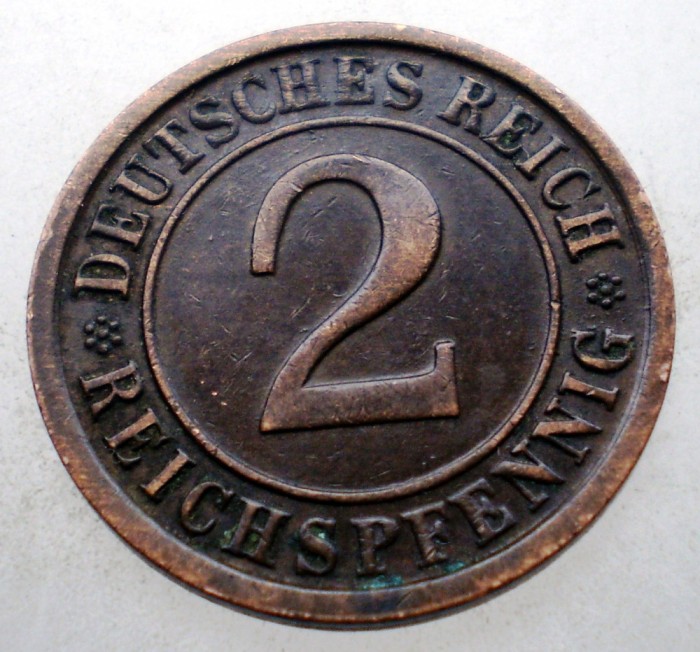 2.686 GERMANIA WEIMAR 2 REICHSPFENNIG 1936 D
