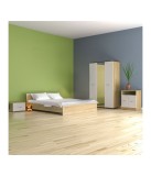 Dormitor Hera Sonoma cu Oglinda + Comoda, Pat 200x160cm, Sifonier 123.6x187x50cm, Noptiere, Livrare Gratuita