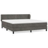 Cumpara ieftin Pat box spring cu saltea, gri inchis, 160x200 cm, catifea