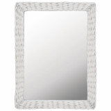 Oglindă, alb, 60 x 80 cm, răchită, vidaXL