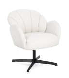 Cumpara ieftin Fotoliu rotativ otel negru textil alb Chloe 70x71.5x78 cm