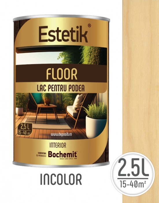 Lac lemn Estetik Floor 2.5l, podele si elemente din lemn