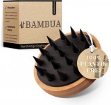 Perie de masaj pentru scalp BAMBUA, bambus/silicon, natur/negru, 9 x 9 x 6 cm