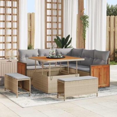 vidaXL Set de canapele pentru grădină Manual 8 pcs bej și gri deschis foto
