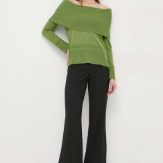 Max Mara Leisure pulover de lana femei, culoarea verde, light