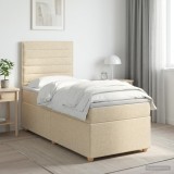 Cumpara ieftin Pat boxspring cu saltea cu headboard Crem 80 x 200 cm Tesatura