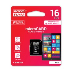 Card memorie GoodRam MicroSDHC cu adaptor 16Gb Clasa 10 UHS-1
