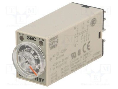 Timer DPDT OMRON H3Y 1s-30min 100-120VAC 8 PIN IP40 foto