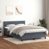 vidaXL Pat cu arcuri cu saltea și LED, gri &icirc;nchis, 140x220 cm, catifea 3317122