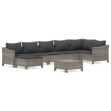 Cumpara ieftin Set mobilier de gradina cu perne, 8 piese, gri, poliratan