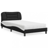 VidaXL Pat cu saltea, Hvar, negru și alb, 100x200 cm, piele ecologică 3208708