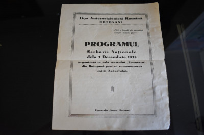 program Botosani 1 Decembrie 1935 Liga Antirevizionista Romana foto