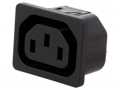 Conector Alimentare AC Soclu Mamă 10A 250V IEC 60320 IP30 foto