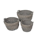 Cumpara ieftin Set 3 cosuri depozitare lemn rachita gri 27 x 18 cm, 33 x 20 cm, 40 x 23 cm