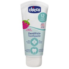 Pasta de Dinti pentru Copii, Chicco, Fragola, Formula Fara Abraziune, Varsta 12+ Luni, Aroma Capsuni