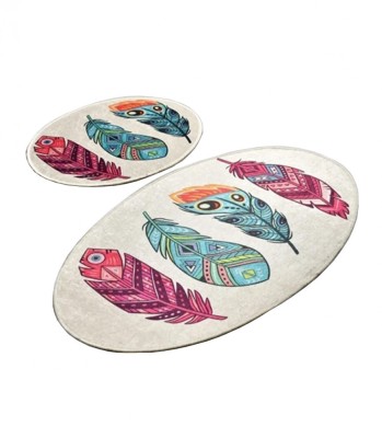 Set 2 Covorase baie Feather, 60 x 100 cm, 50 x 60 cm, Antiderapant, Multicolor foto