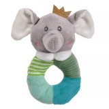 Jucărie Zornăitoare Inel, Elefant, Texturi Multiple, Gri, 17cm, Oem
