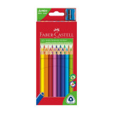 Creioane colorate 20 culori triunghiulare jumbo, cu ascutitoare, Faber Castell FC116520