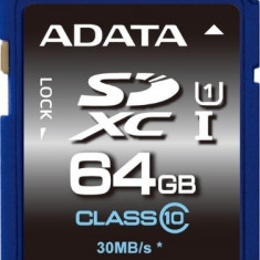 CARD SD ADATA, 64 GB, SDXC, clasa 10, standard UHS-I U1, "ASDX64GUICL10-R"