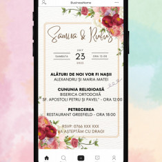 Invitatie Electronica/Digitala pentru nunta, model Red Flowers