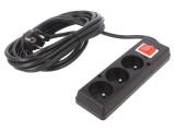 Prelungitor electric 3 prize negru 5m 16A