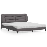 VidaXL Pat cu saltea, Hvar, gri, 180x200 cm, piele ecologică 3208741