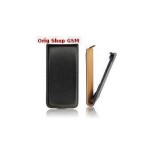 Husa Piele Nokia Asha 308 Slim Flip Negru Lucios