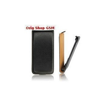 HUSA PIELE NOKIA 308 ASHA SLIM FLIP NEGRU LUCIOS