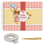 Set Album foto / GuestBook pentru botez fete, MODEL 2, personalizabil, A4 landscape, pix si dubluadeziv inclus, 3 piese, accesoriu nunta